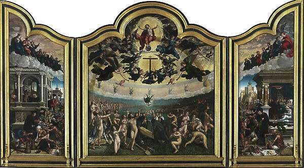 The Last Judgement and the Seven Works of Mercy (oil on panel)