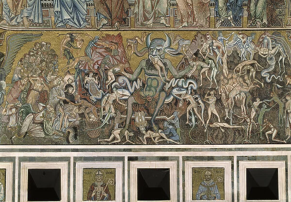 The last judgment (The devil eats the souls of the damned) - Detail of the mosaics, c