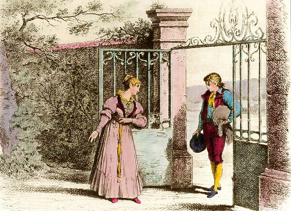 Julien Sorel arrives at Madame De Renal s. Illustration of Stendhals book '
