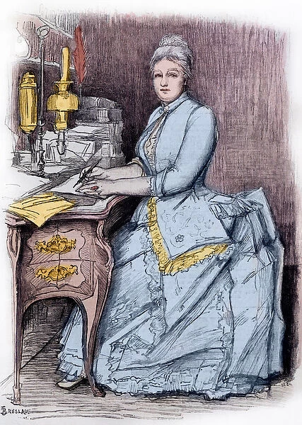 Juliette Lamber (Mme Edmond Adam) (1836-1936), woman of French letters - engraving by