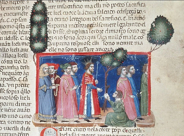 Julius Caesar learning the conjuration of Catilina in 63 BC, circa 1340 (miniature)