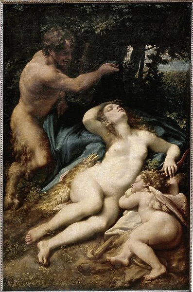 Jupiter and Antiope (or Venus with cupid and a satyr) (oil on canvas, 1528)