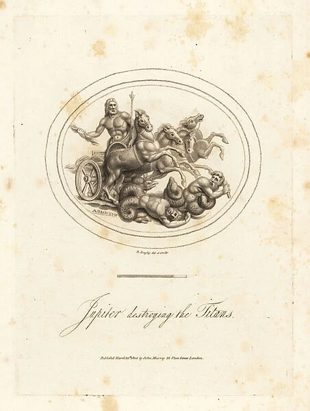Jupiter in a chariot crushing the Titans, 1817 (engraving)