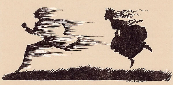 It was just as if the wind had whistled by. Illustration by Arthur Rackham from Grimm's Fairy Tale, How Six Men Got On In The World