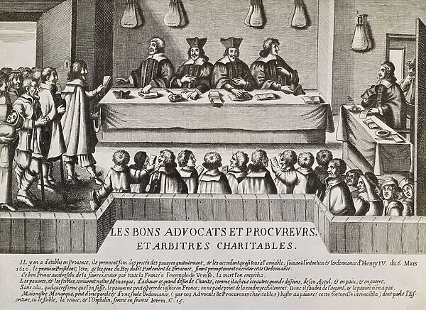 Justice during reign of Henry IV, 1610, engraving, France, 17th century (engraving)