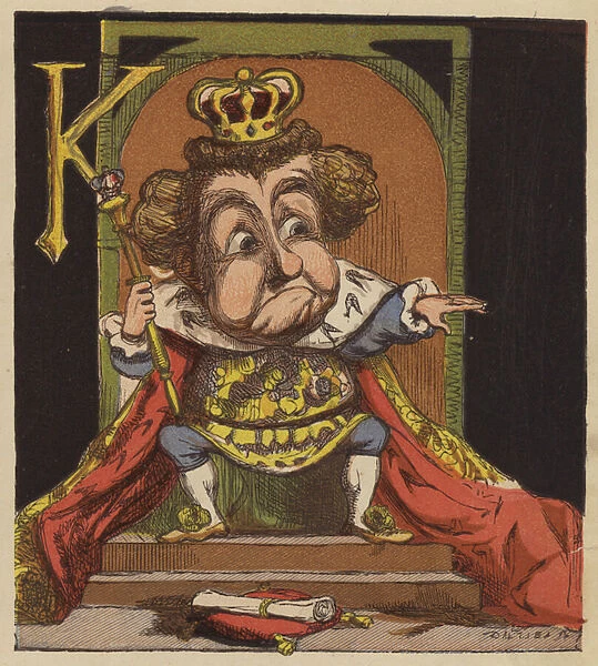 K is for king (colour litho)