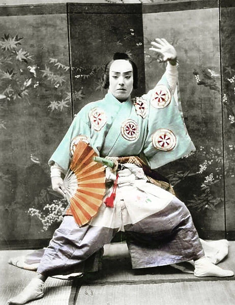 Kabuki actor, 1901 (hand coloured albumen photo)