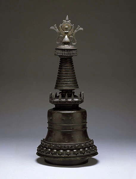 Kadampa stupa, 14th century (bronze and trace metals)