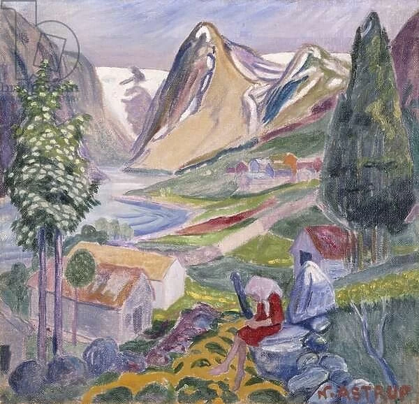Kari at Sunde; Kari paa Sunde, (oil on canvas)