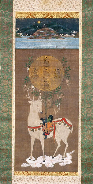 Kasuga Deer with Mandala, Muromachi period (1392-1573) (painting on silk)