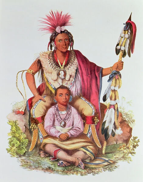 Keokuk or Watchful Fox, Chief of the Sauks and Foxes, and his Son, Musewont
