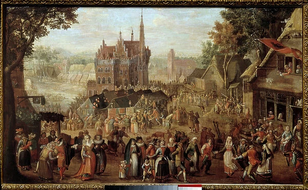 Kermesse in Audenarde (Belgium). Party in front of the village church