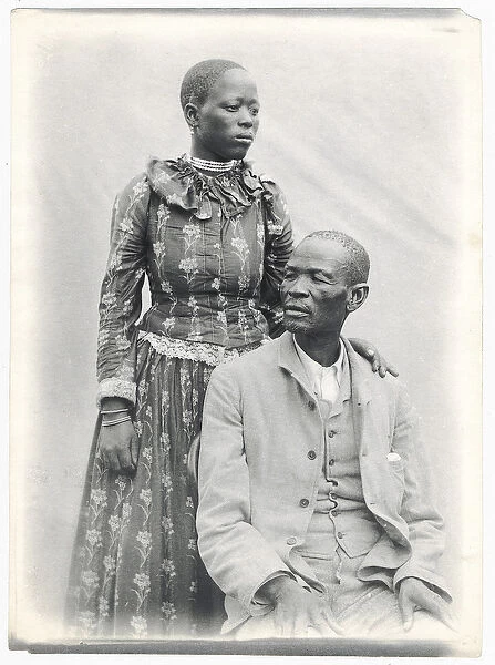 Khama and his wife, c. 1910 (platinum print)