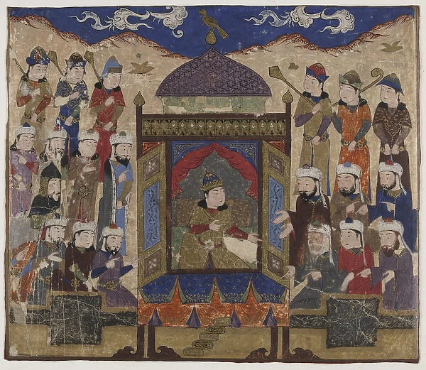 Khusraw Parviz seated on the Takht-i Taqdis, c. 1425-50