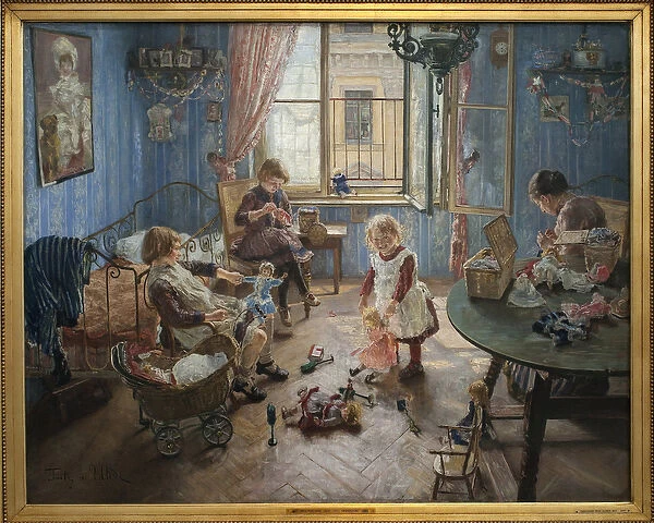 Kindergarten. Painting by Fritz von Uhde (1848-1911), oil on canvas, 1889
