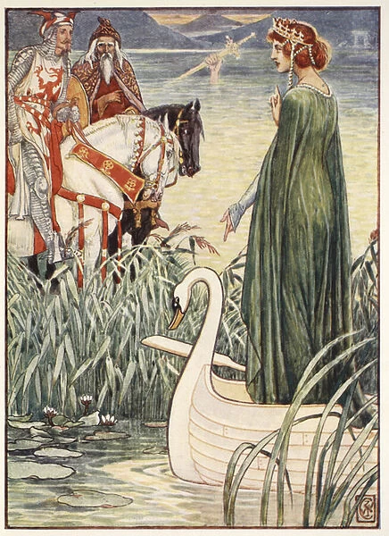 King Arthur asks the Lady of the Lake for the sword Excalibur