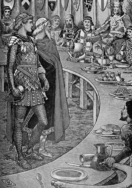 King Arthur- An old man presents Sir Galahad