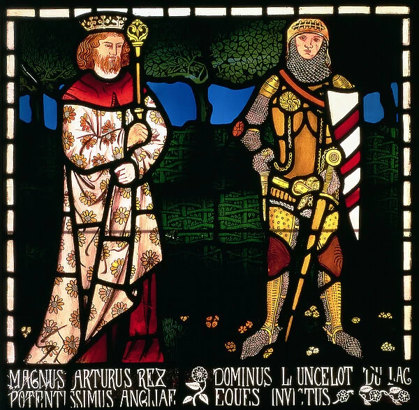 King Arthur and Sir Lancelot, 1862 (stained glass)