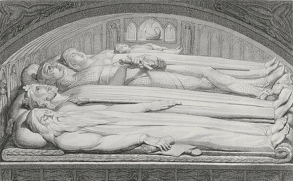 The King, Councellor, Warrior, Mother and Child in the Tomb, illustration from The Grave