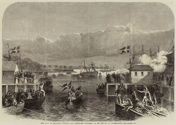 The King of Denmark visiting the North-Sea Squadron on its Return to Copenhagen (engraving)
