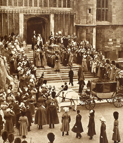 King George Laid to Rest, with King Edward VIII and Queen Mary Mounting the Chapel Steps