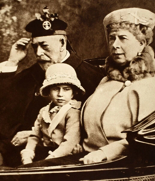 King George and Queen Mary Driving to Church with their granddaughter, Princess Margaret