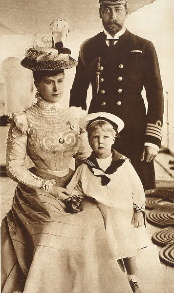 King George V, Queen Mary and their Son Edward VIII, aboard H. M. S. Crescent, c