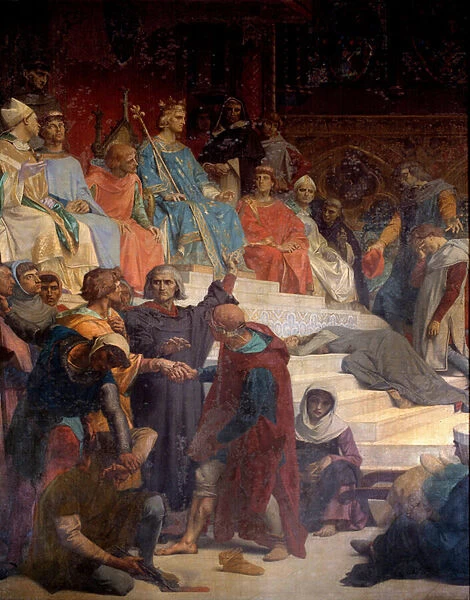 King Louis IX (Saint Louis) (1214-1270) rendering justice Painting by Alexandre Cabanel