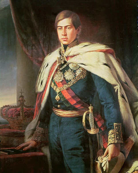King Peter V (1837-61) of Portugal (oil on canvas) (detail)