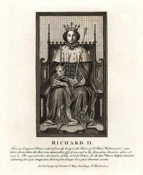 King Richard II of England, from an original picture hung in the Choir of St Peters Westminster