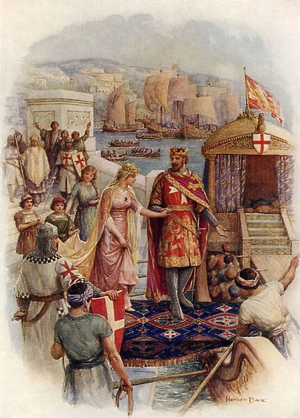 King Richard and Queen Berengaria (colour litho)