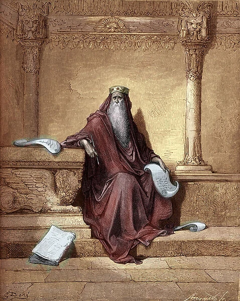 King Solomon engraving by Gustave Dore. - Bible