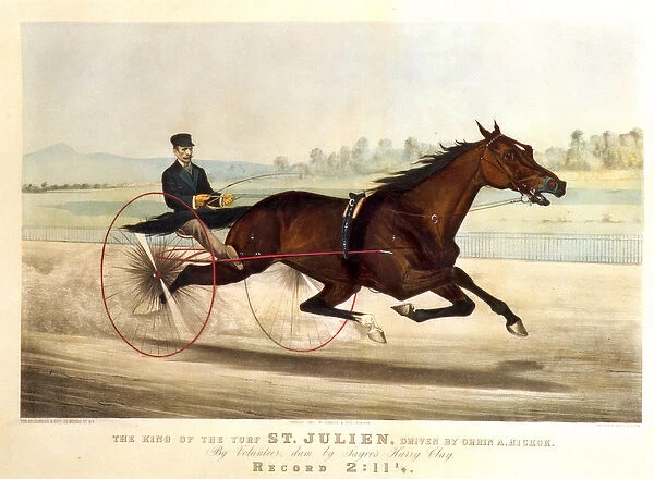 The King of the Turf, St. Julien, driven by Orrin A. Hickok, 1880 (litho)