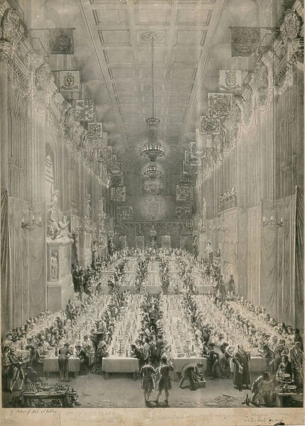 King William IV and Adelaide at the Guildhall, London, 1834 (engraving)