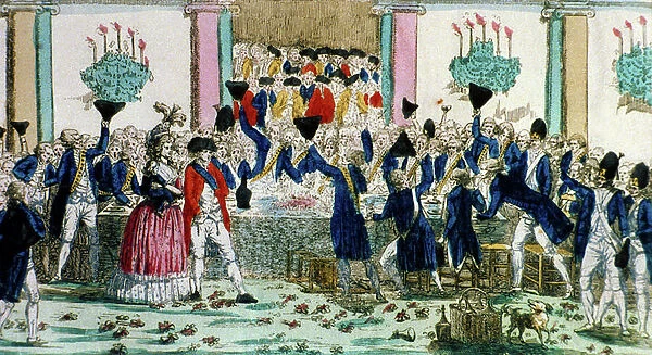 Kings Guards Banquet, 1st October 1789 (colour engraving)