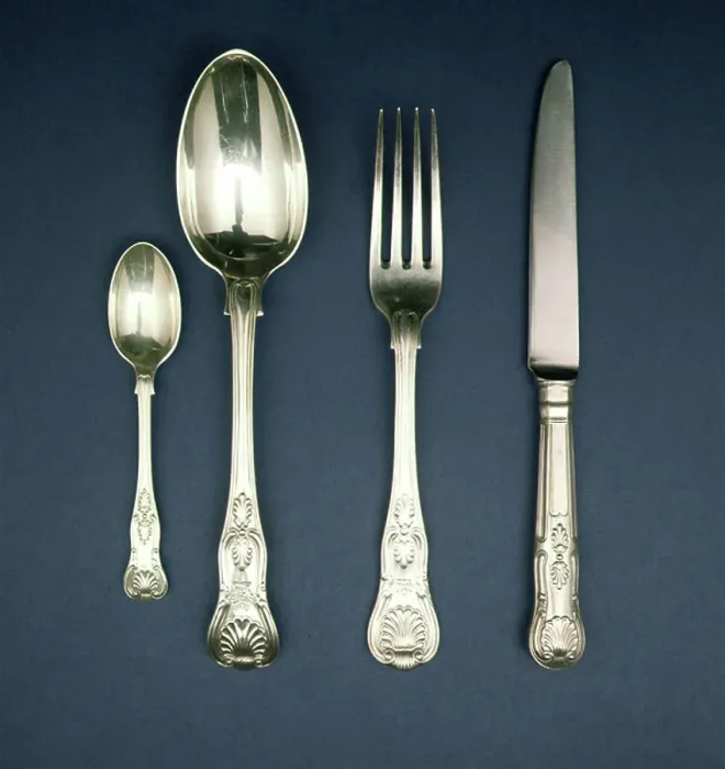 Framed Print : King's pattern on silver flatware, 1815