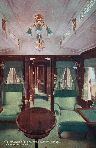 The Kings smoking compartment on the royal train on the London & North Western Railway (photo)