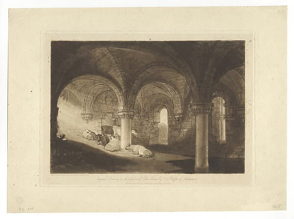 Kirkstall Abbey Crypt, 1812 (etching & engraving)