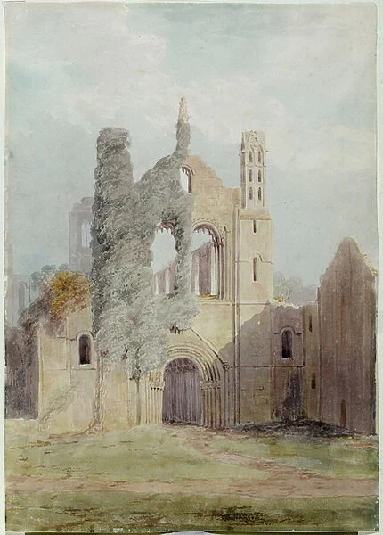 Kirkstall Abbey from the West Front (watercolour on paper)
