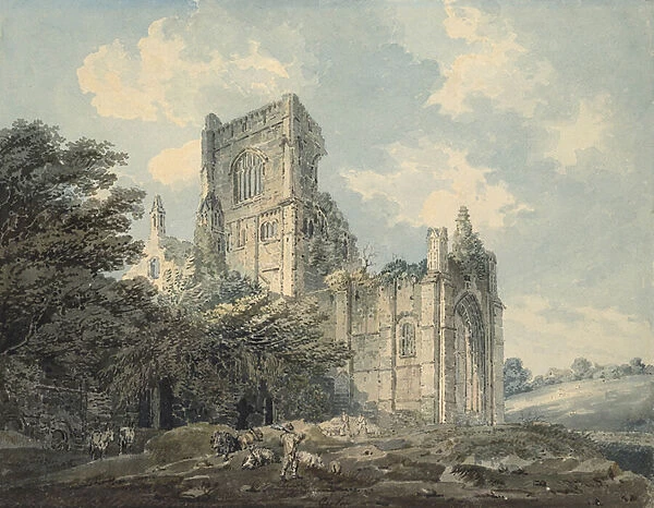 Kirkstall Abbey, Yorkshire, 18th century (ink & w  /  c on paper)