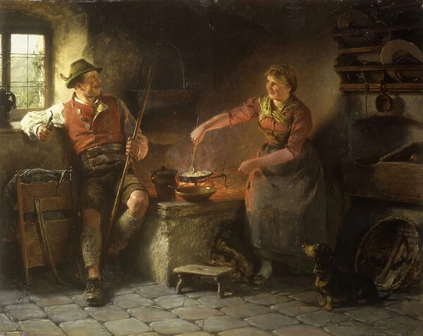 In the Kitchen, 1901 (oil on panel)