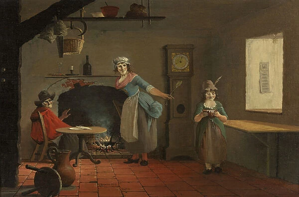 Kitchen Interior, 1793 (oil on panel, mahogany)