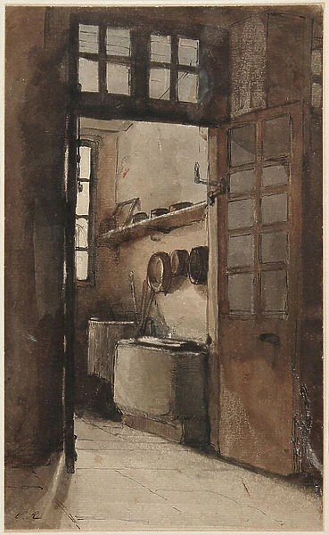 Kitchen Interior, c.1862 (pen, ink and w / c)