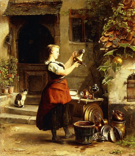 The Kitchen Maids Mirror, 1867 (oil on canvas)