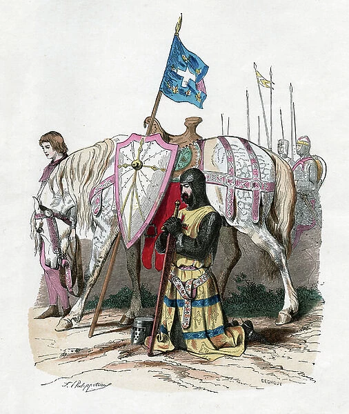 Knight during the IInd Crusade, c.1860 (engraving)