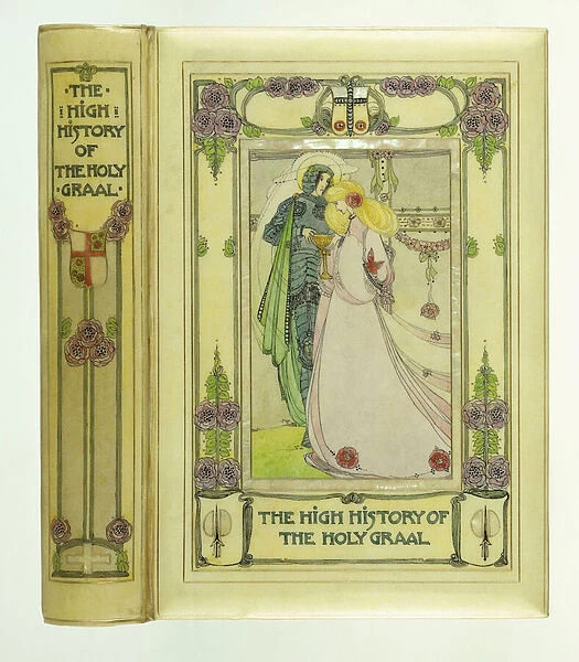 Knight and Lady with Holy Grail, 1903 (transparent vellum over painted paper with
