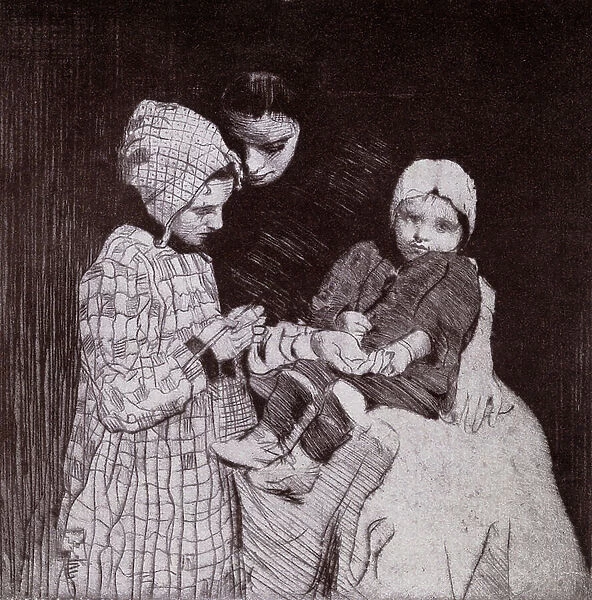 The Knitting Lesson, from Princess Marie-Jose's Children's Book published 1916 (litho)