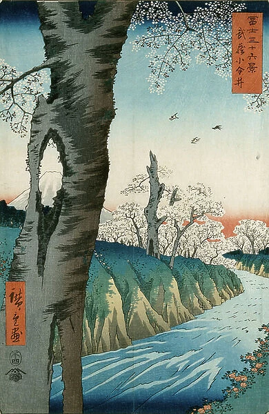 Koganei in Musashi Province, 1858-59 (woodblock print, with bokashi)