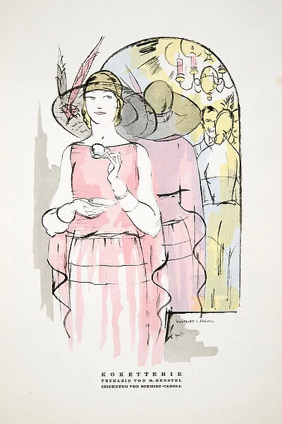 Koketterie, Tea Dress by M. Gerstel, from Styl, pub. 1922 (pochoir print)