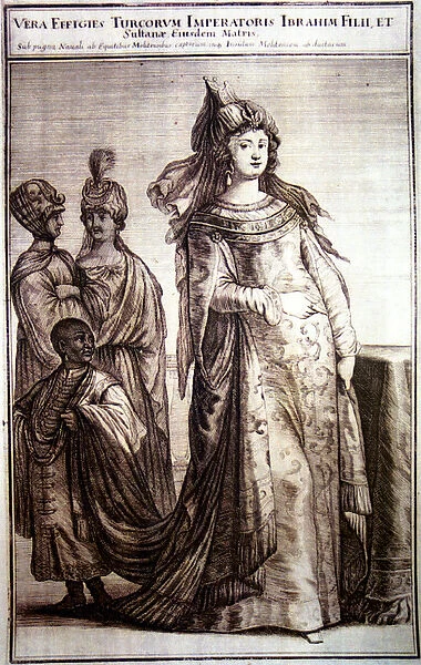 Kosem Sultan with servants, 1647 (engraving)